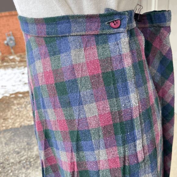 Vintage 50s Lady Copley Purple Plaid Light-Weight Wool Skirt Union Made - Picture 9 of 9